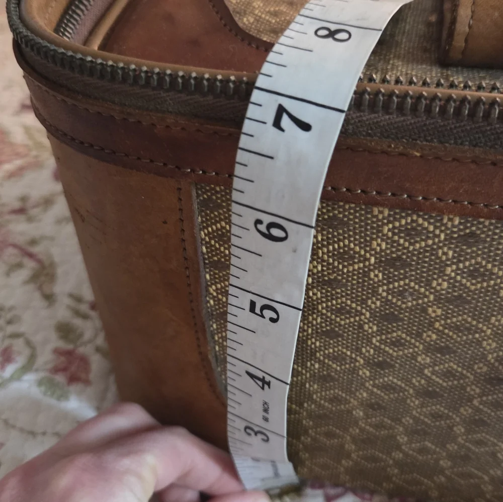 Wings Vintage Leather Trimmed Luggage Suitcase Broken Zipper